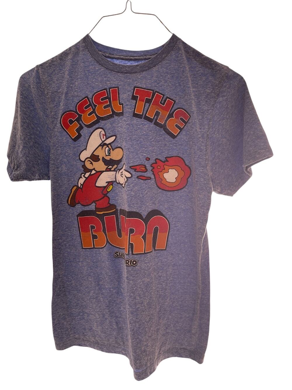 SUPER MARIO SIZE SMALL BLUE T SHIRT WITH GRAPHICS